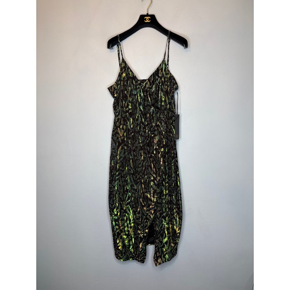 House of Harlow X Revolve Women's Small Black Distressed Print Slit Mini Dress